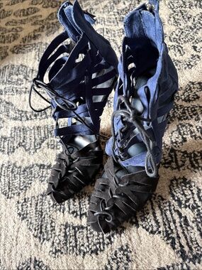 ZARA  Basics Women's Lace-Up Strappy Heeled Sandals in Black and Navy
